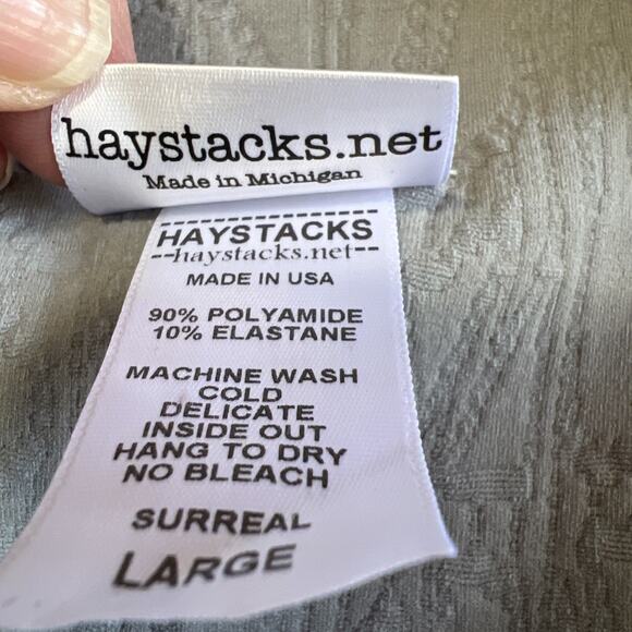 Haystacks Top Quilted Surreal Textured Women’s Large Blue Grey 3/4 Sleeve 3D - Picture 5 of 8